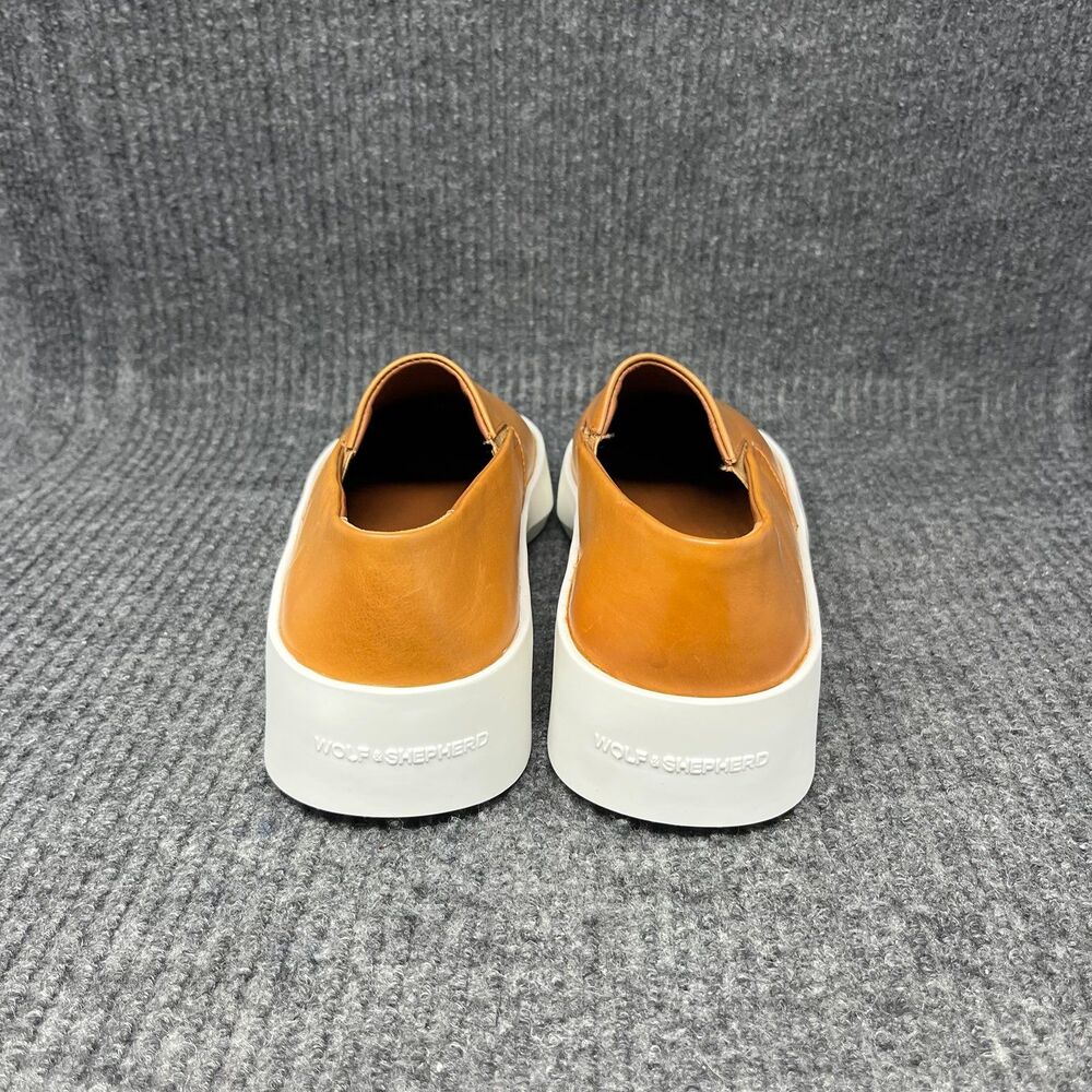 NEW Wolf & Shepherd Cruise Slip‎ On Sneakers Honey Leather Brown Shoes Mens 6.5 - Picture 4 of 8